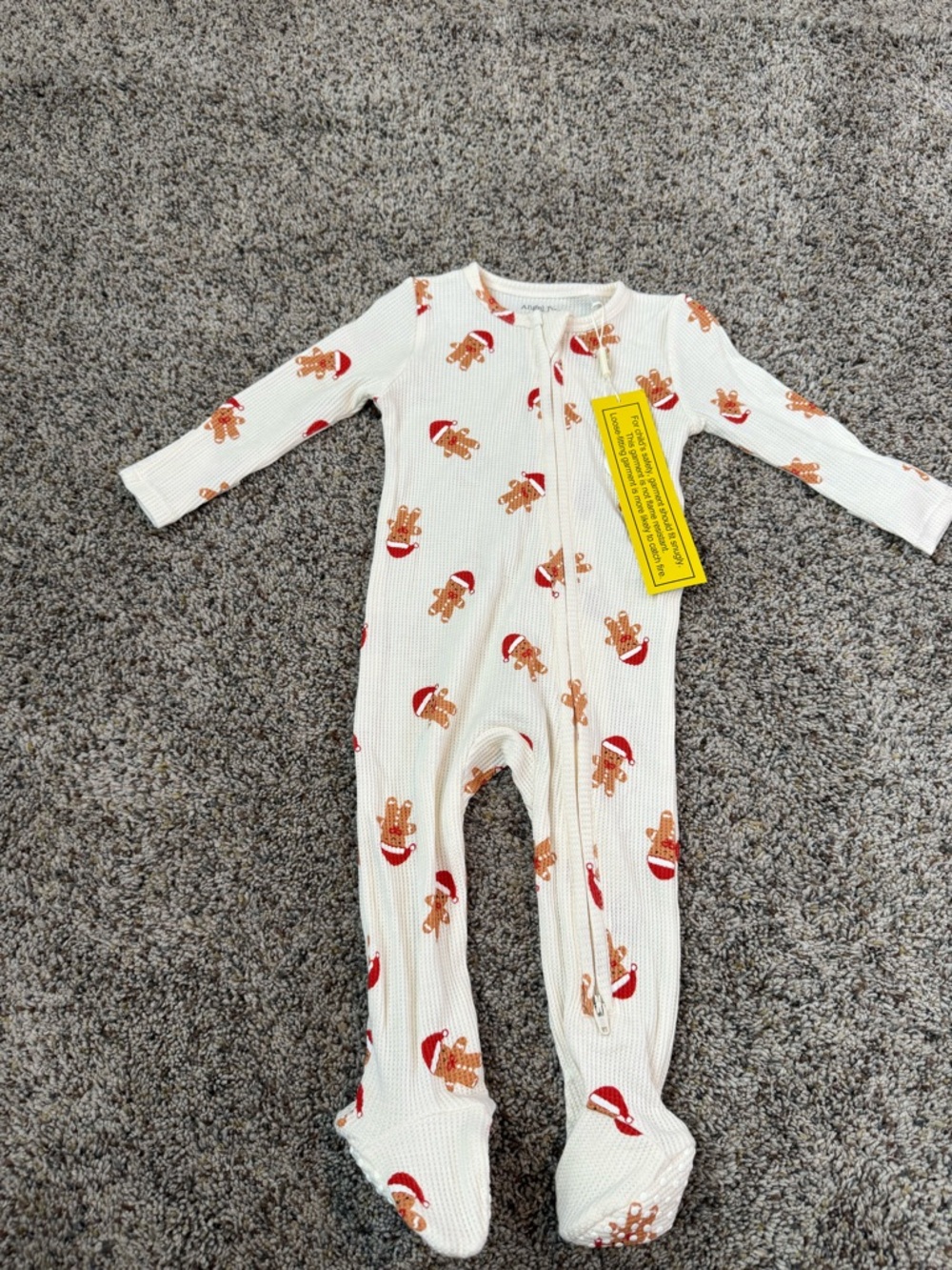 NWT Angel Dear Christmas Gingerbread 2 Way Footie Pajama - Size 6/9 Months